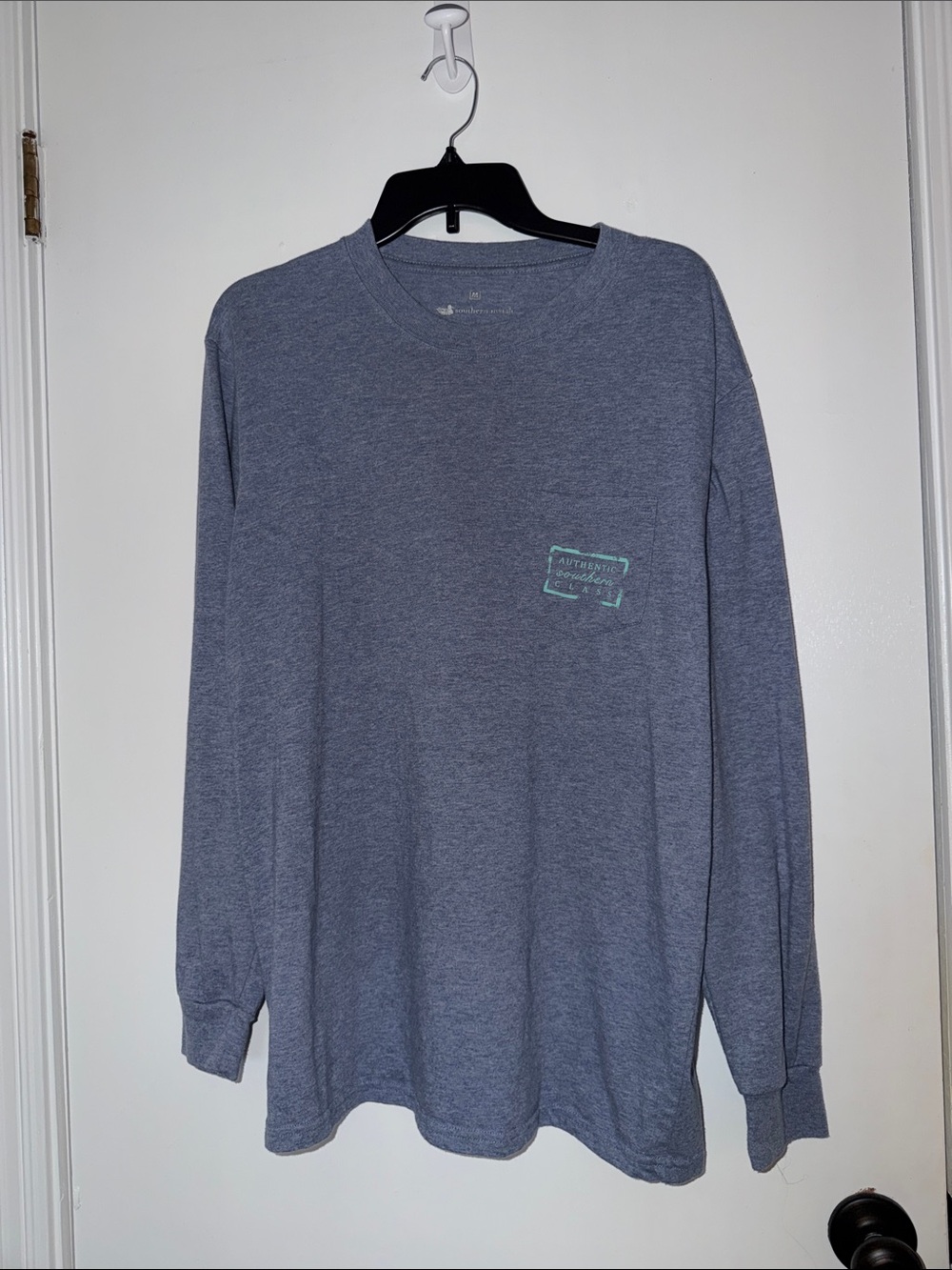 Southern marsh- Long Sleeve Crewneck Shirt - Heather Blue- men’s medium